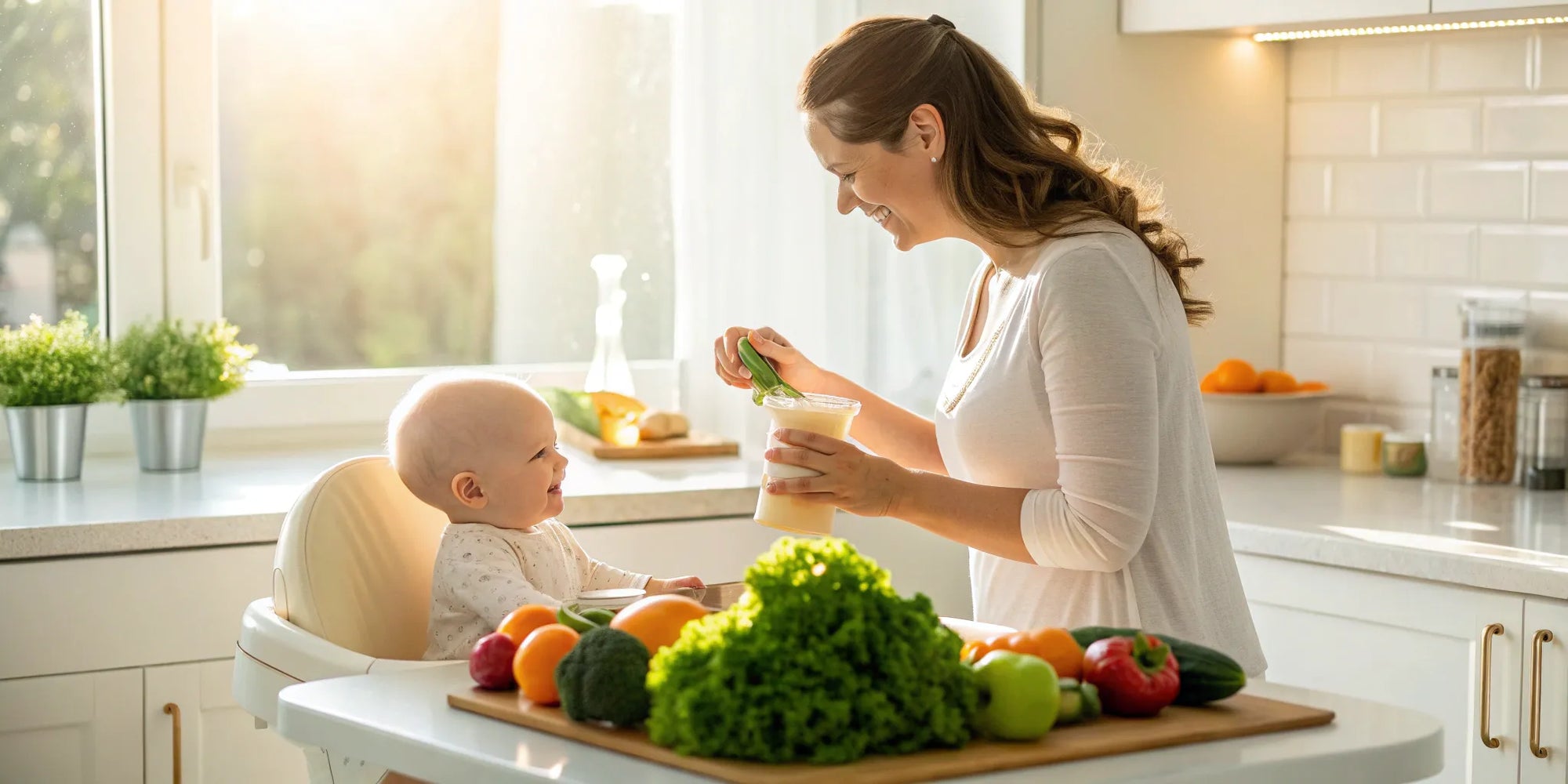 A mother feeding her happy baby a bottle of lactose-free formula for fussy tummies.