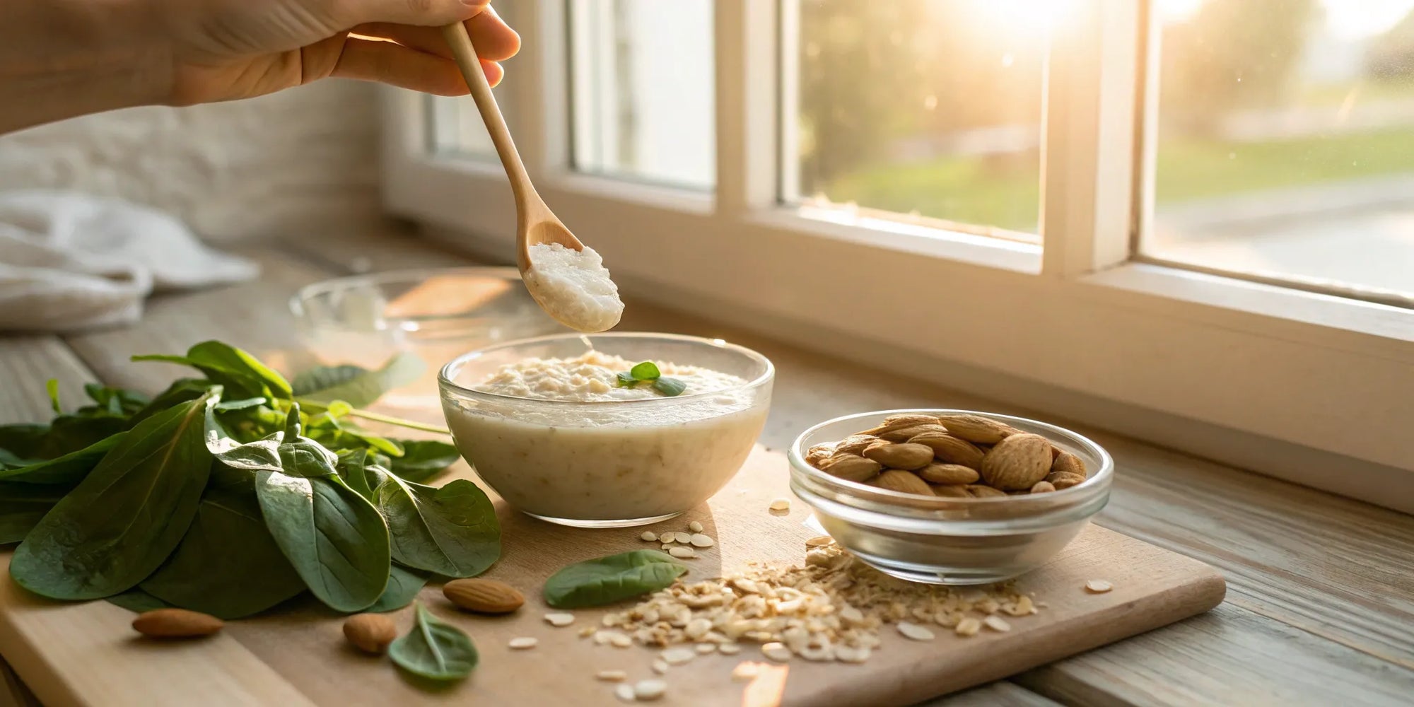 A bowl of eczema-friendly baby formula made with whole food ingredients.