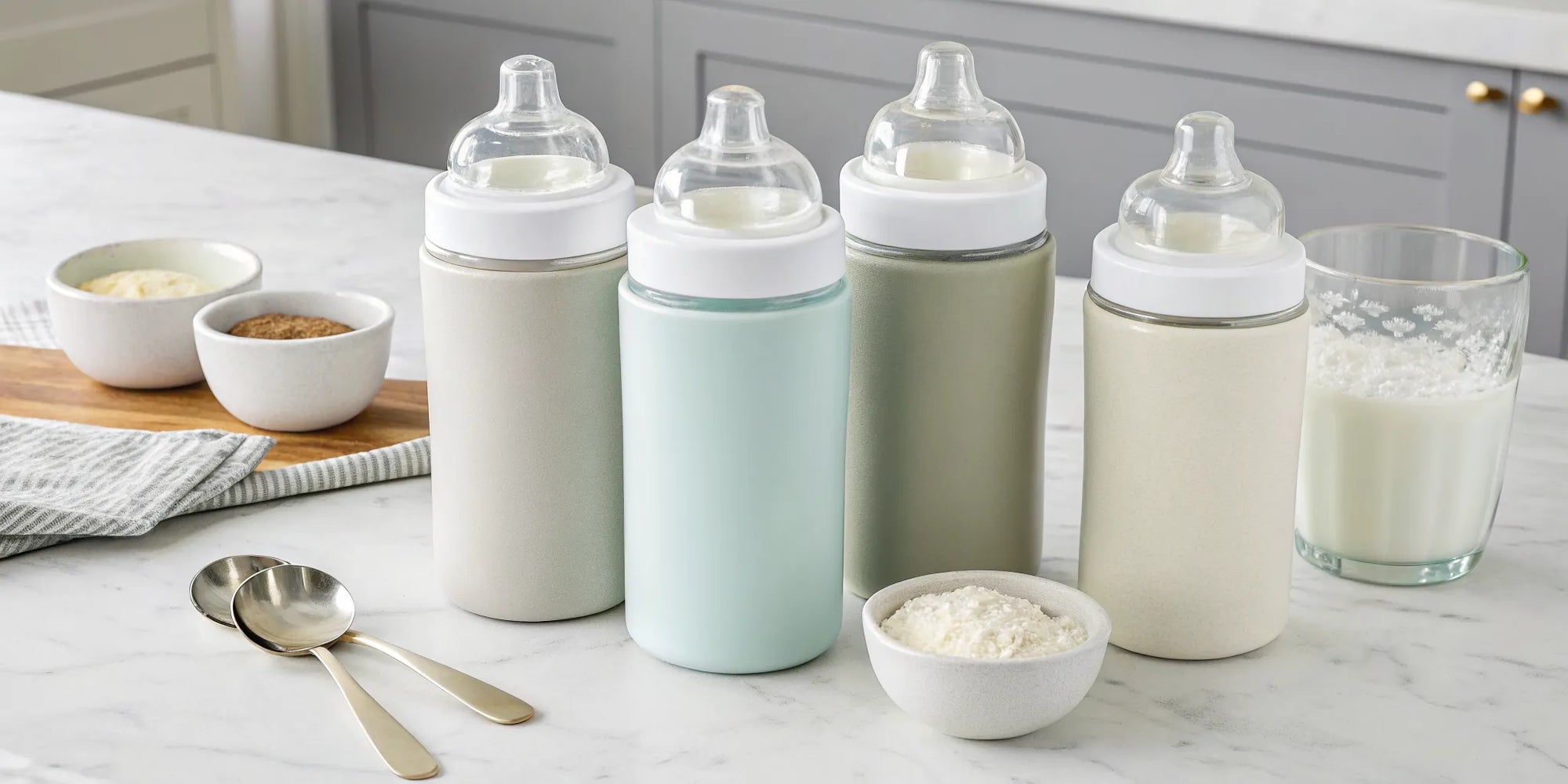 A side-by-side comparison of different baby formula options.