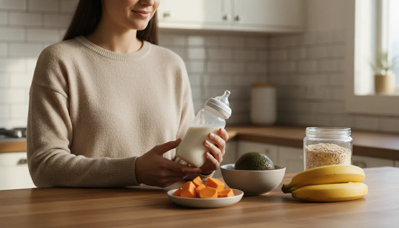 Parent reviewing baby formula constipation label factors