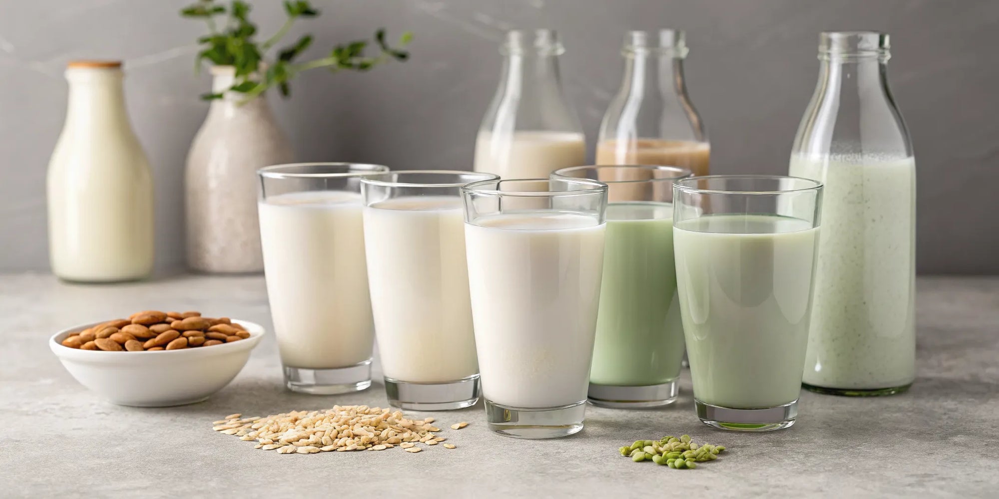 A lineup of the best plant-based milk alternatives for toddlers.