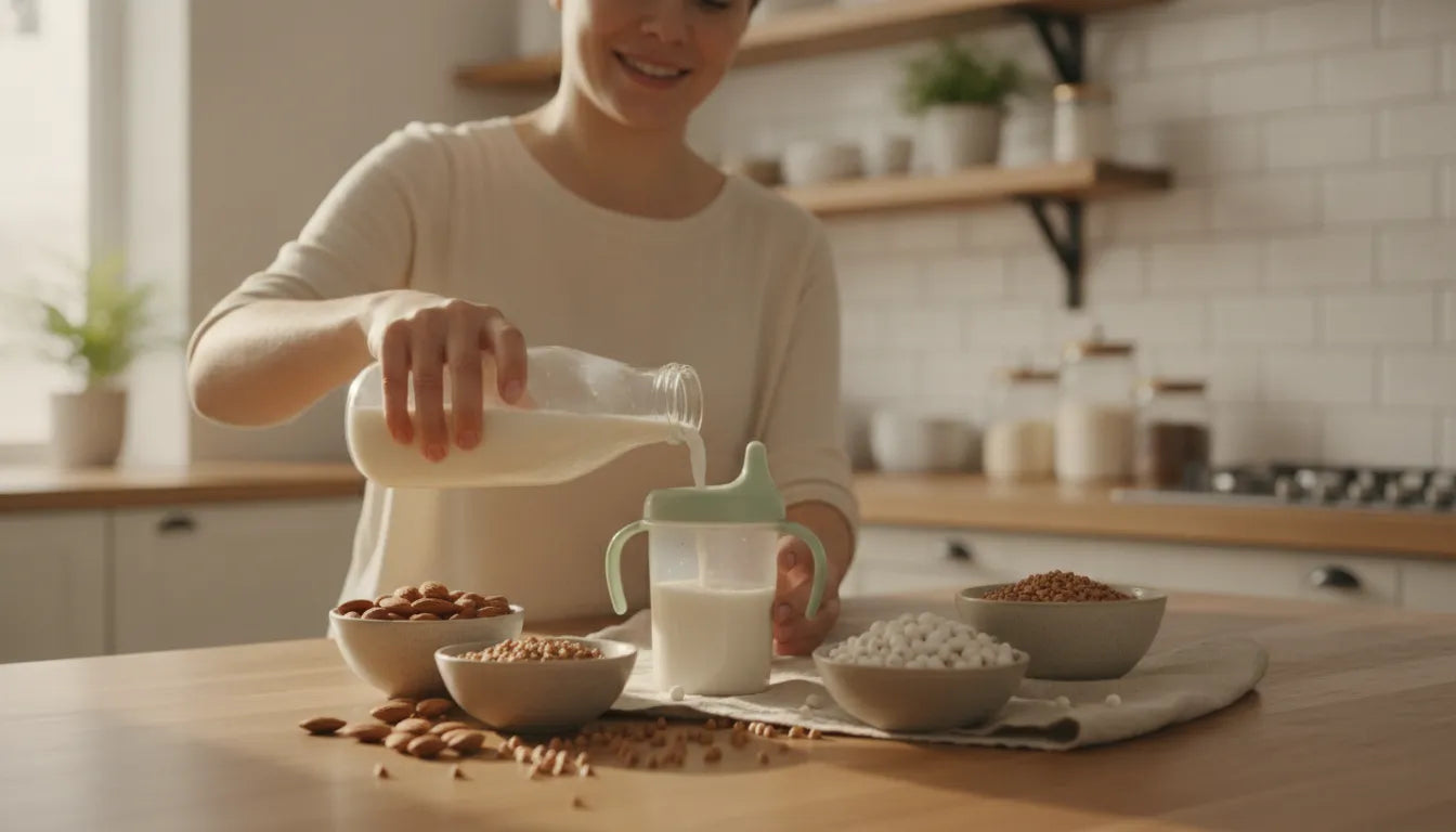 Parent preparing buckwheat toddler formula with whole-food ingredients