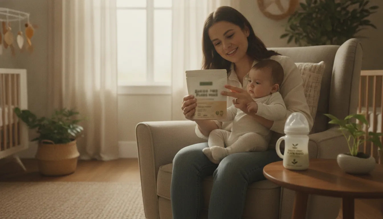 Parent comparing dairy free vs lactose free baby formula labels