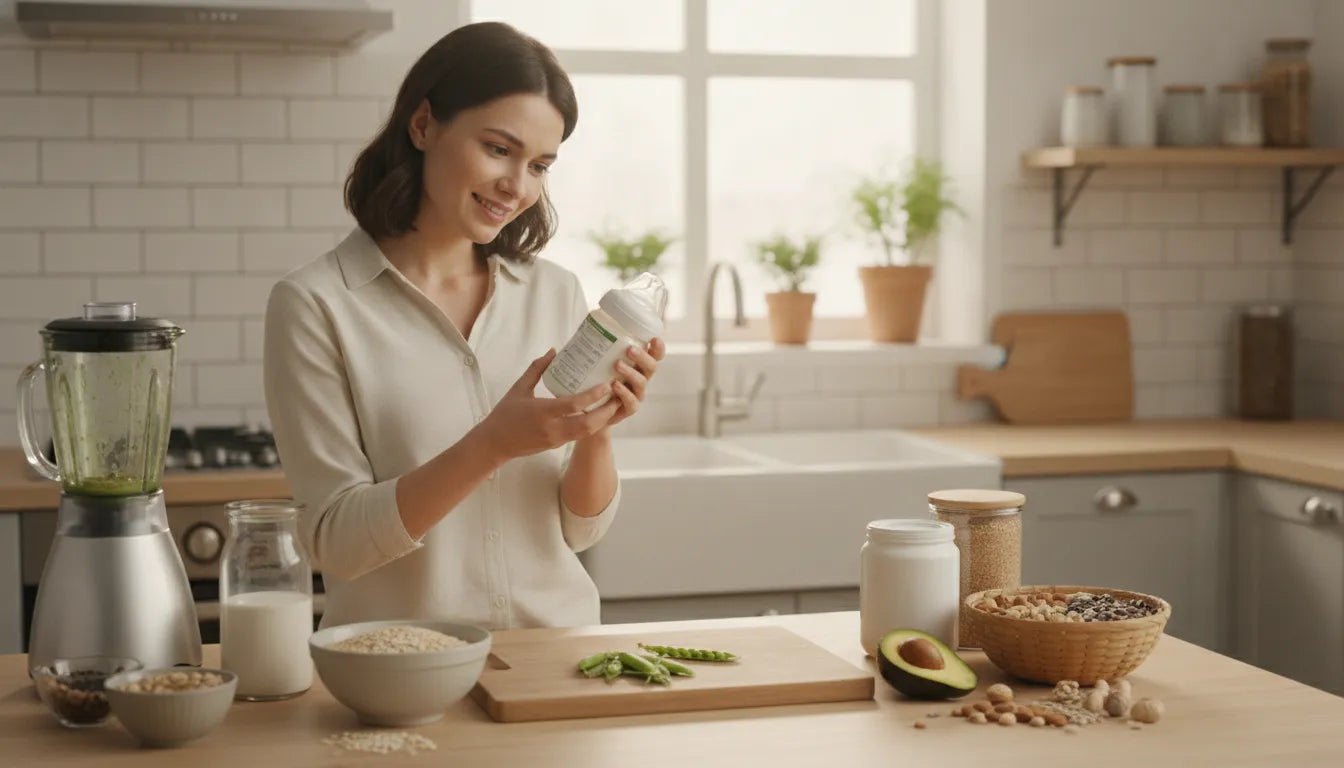 Parent reviewing a formula for sensitive stomach ingredient label