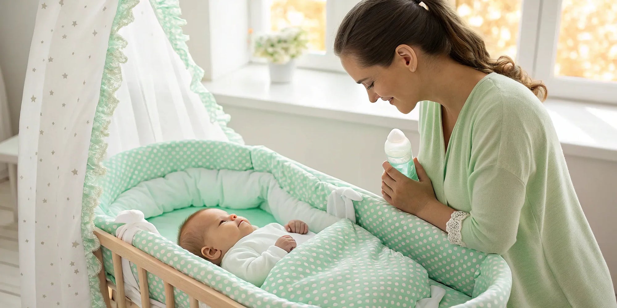 A mother soothes her baby with a gentle formula for reflux.