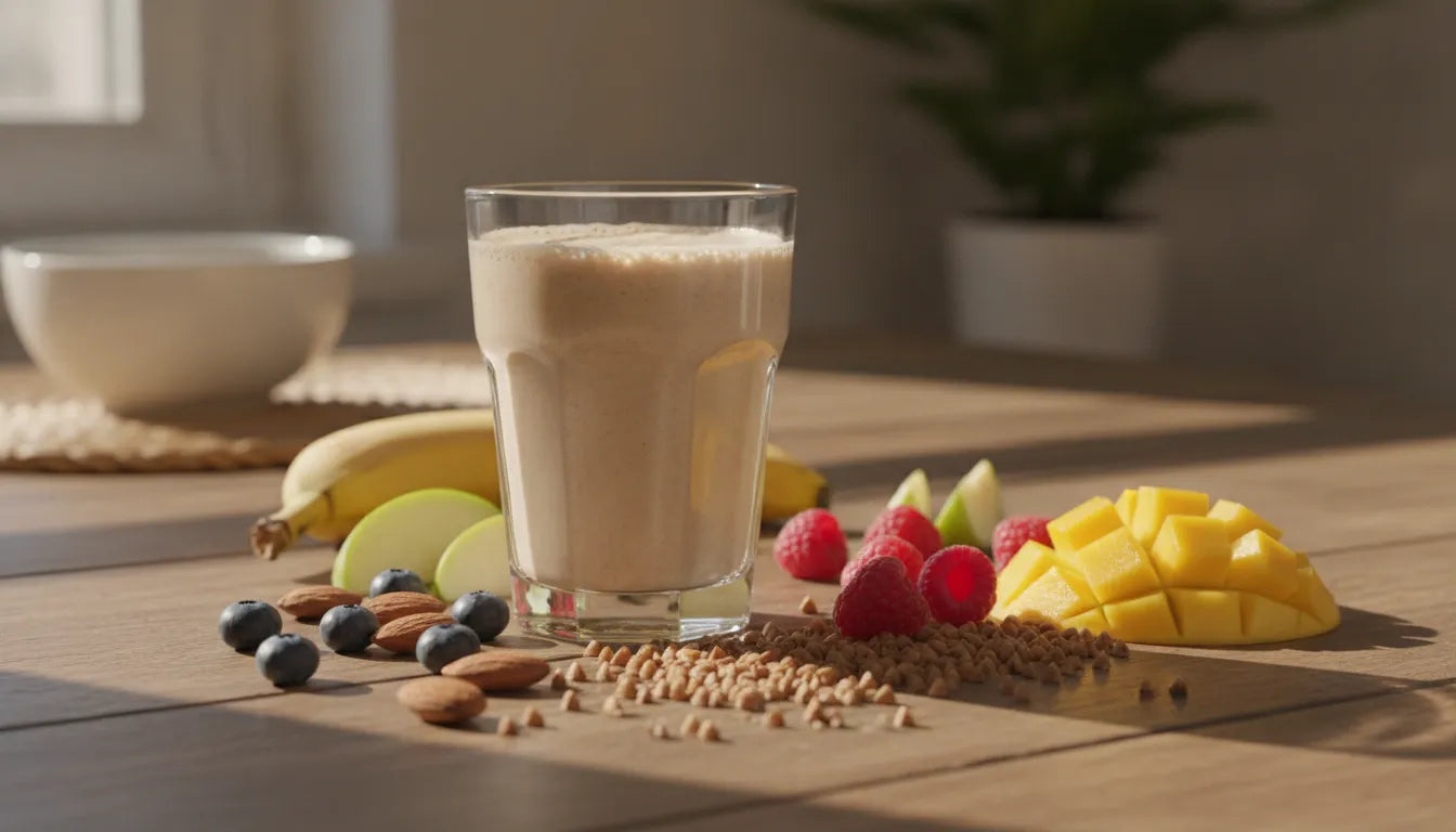 Low sugar kids nutrition shake with fruit and whole-food ingredients