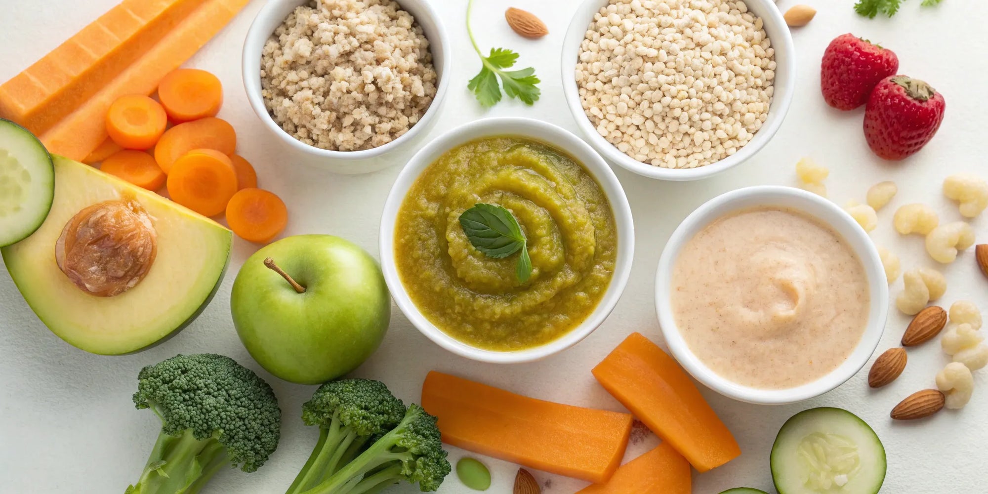 Nutritious meals and purees for a 7 month old baby's feeding schedule.