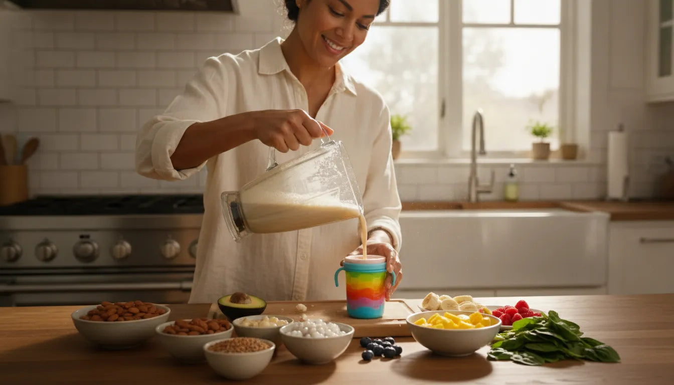 Parent comparing protein isolates in formula with whole-food kids nutrition ingredients