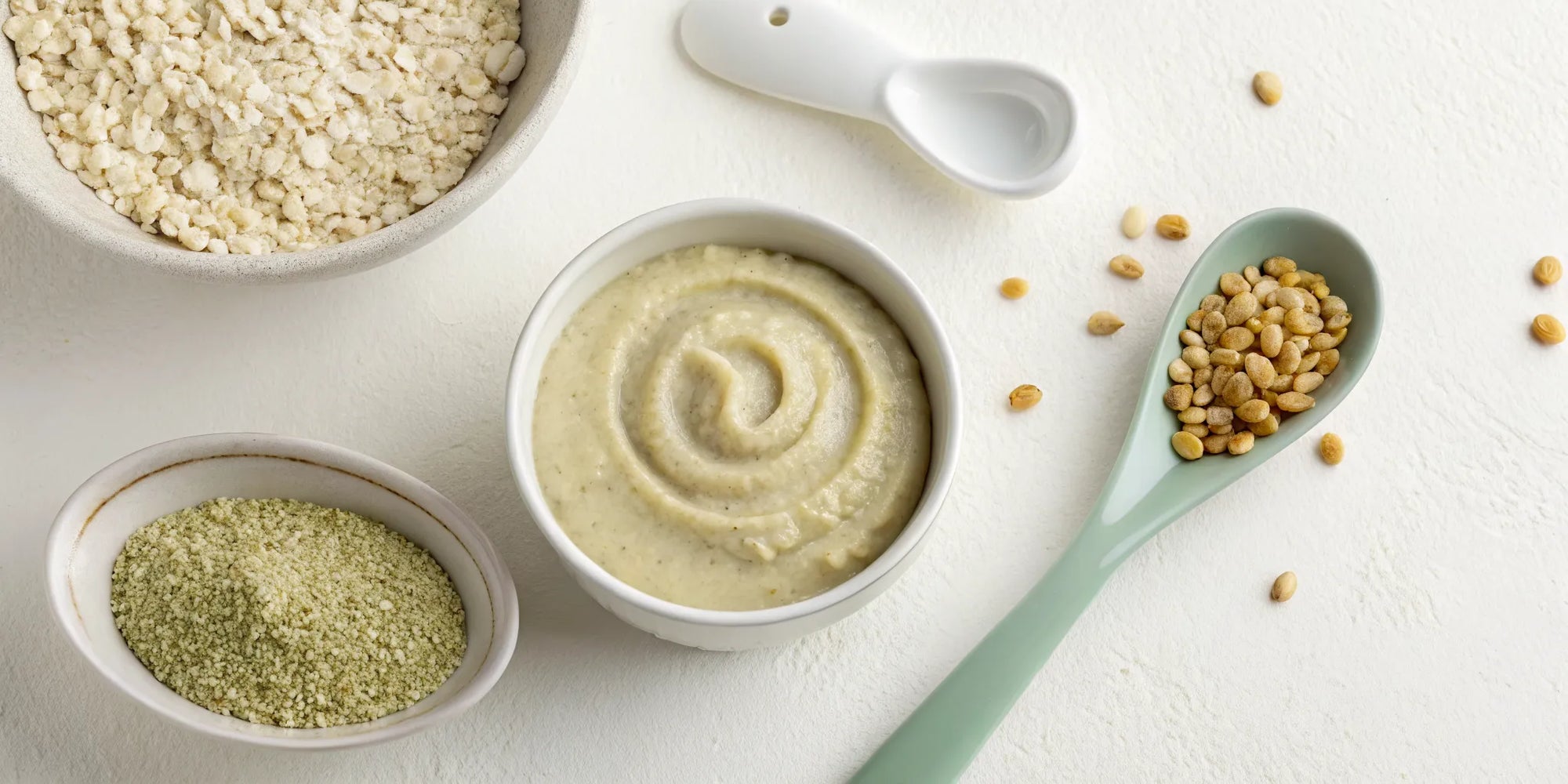 A bowl of iron-fortified rice cereal for babies.