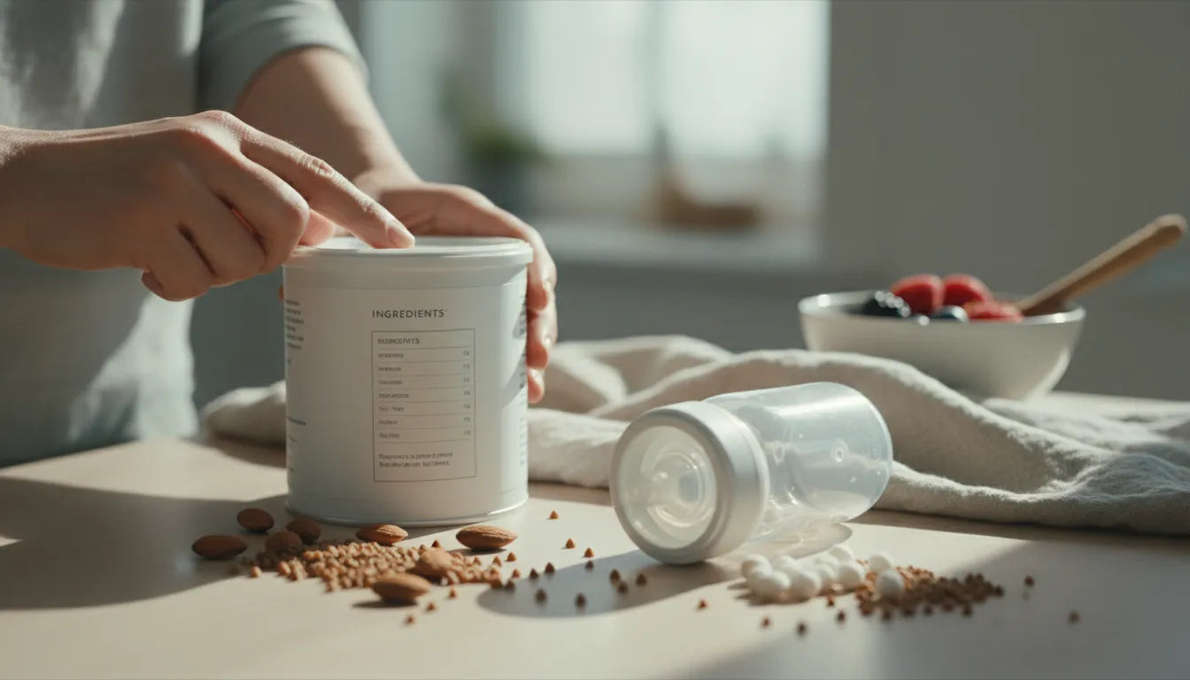 Parent reviewing a soy free baby formula ingredient label