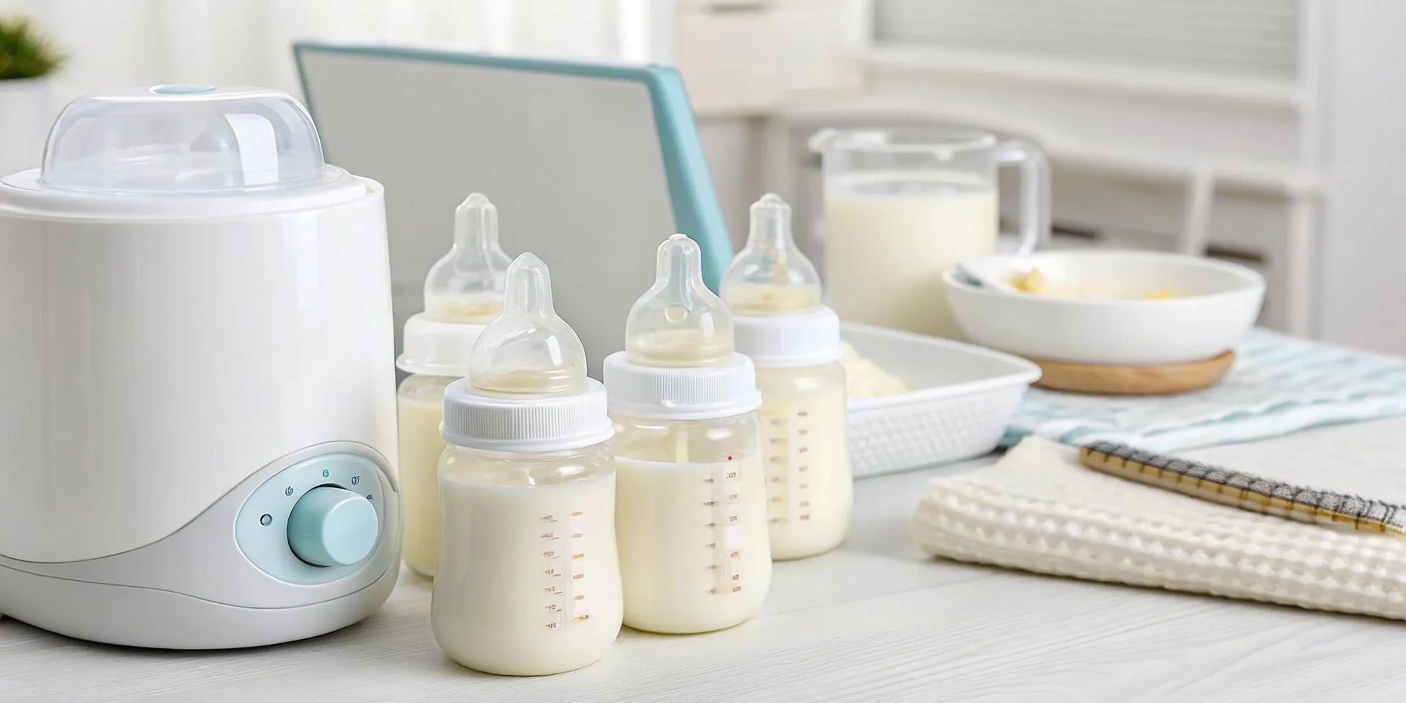 Bottles of baby formula that help with the switch from breastfeeding.