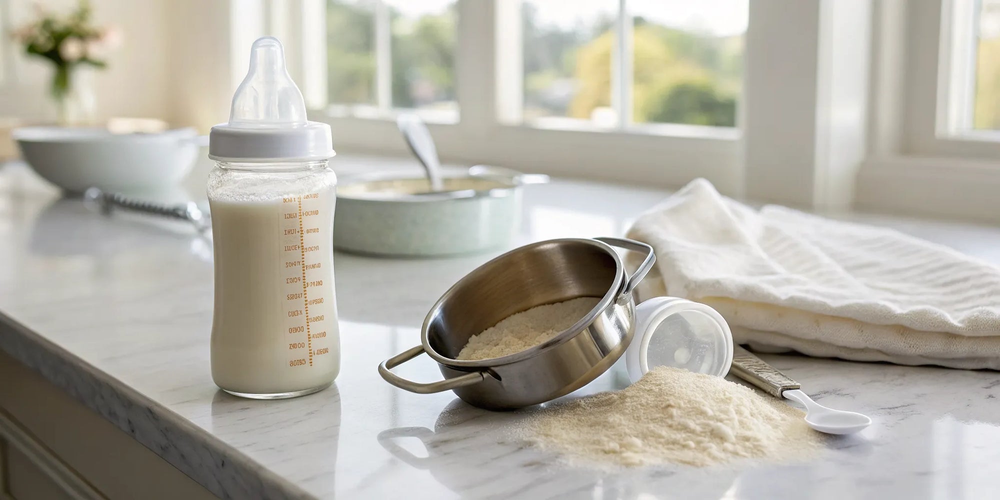 A bottle of baby formula prepared to help with diarrhea or digestive upset.
