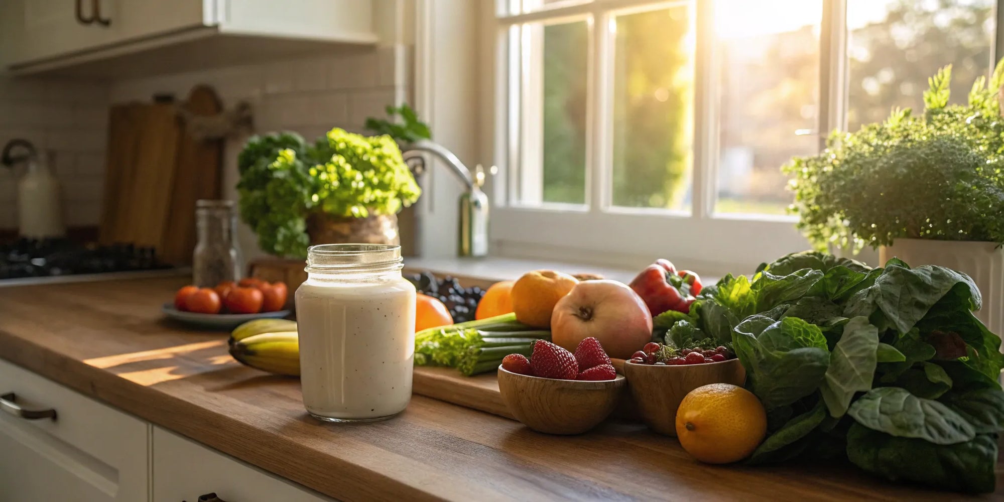 A jar of plant-based formula with its natural fruit and vegetable ingredients.